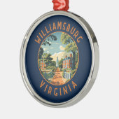 Williamsburg Virginia Retro Distressed Circle Ornament Aus Metall (Links)