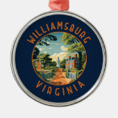 Williamsburg Virginia Retro Distressed Circle Ornament Aus Metall (Vorne)