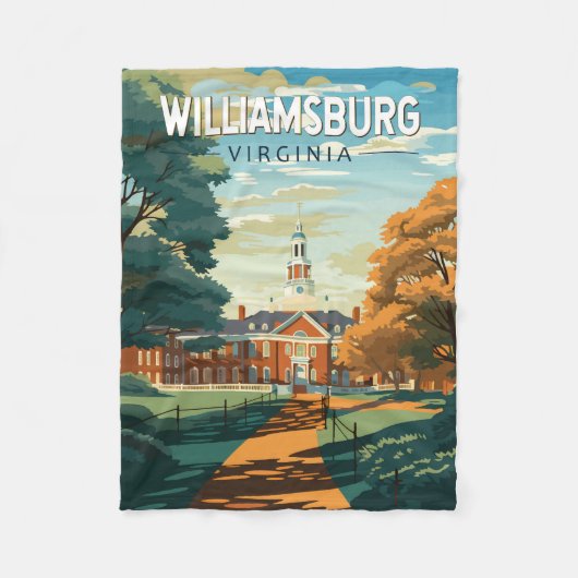 Williamsburg Virginia Travel Art Vintage Fleecedecke (Vorderseite)