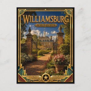 Williamsburg Virginia Vintage Art Deco Golden Age Postkarte