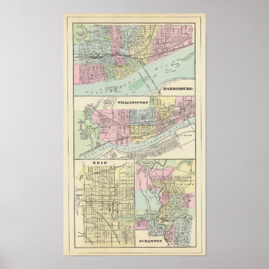 Williamsport, Erie, Scranton Poster (Vorne)