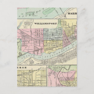 Williamsport, Erie, Scranton Postkarte