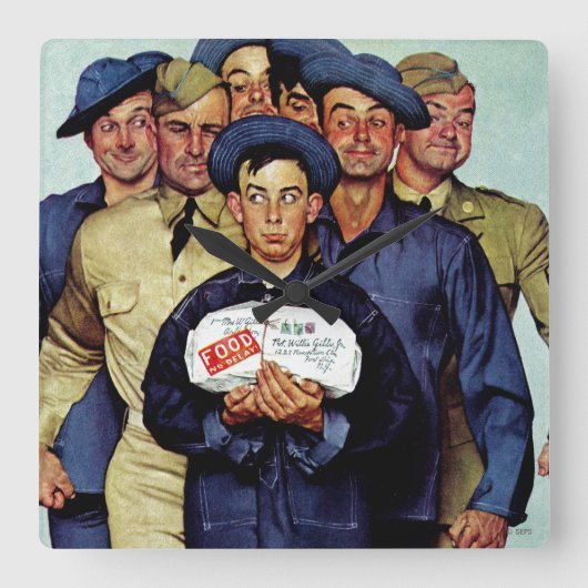 Willie Gillis' Package von Zuhause Quadratische Wanduhr (Vorderseite)