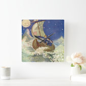 Willie Pogánys Wynken, Blynken und Kopfnicken Quadratische Wanduhr (Zuhause)