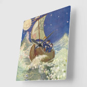 Willie Pogánys Wynken, Blynken und Kopfnicken Quadratische Wanduhr (Winkel)