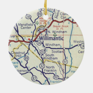Willimantic CT Vintag Map Keramik Ornament