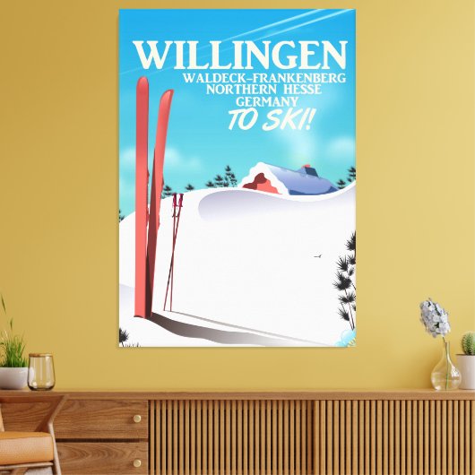 Willingen Skifahrplakat. Leinwanddruck (Insitu (Wohnzimmer))