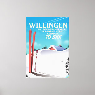 Willingen Skifahrplakat. Leinwanddruck