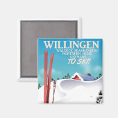 Willingen Skifahrplakat. Magnet (Vorderseite/Rückseite)