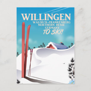Willingen Skifahrplakat. Postkarte