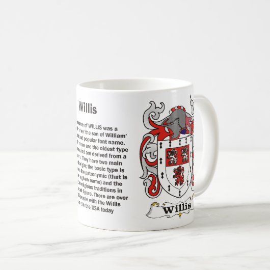 Willis Familien-Wappen Tasse (VorderseiteRechts)