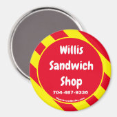 Willis Sandwich Shop Red/Yellow Magnet (Vorderseite/Rückseite)