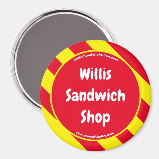 Willis Sandwich Shop Red/Yellow Magnet (Vorderseite/Rückseite)