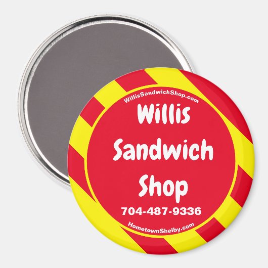 Willis Sandwich Shop Red/Yellow Magnet (Vorderseite/Rückseite)