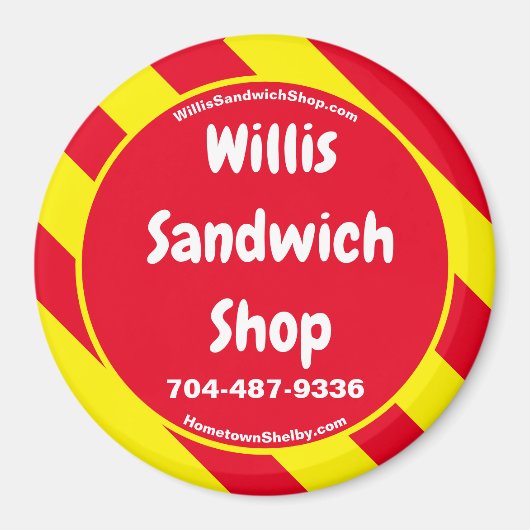 Willis Sandwich Shop Red/Yellow Magnet (Vorne)