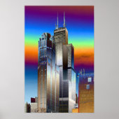 Willis/Sears-Turm in Chicago, digital zeichnend Poster (Vorne)