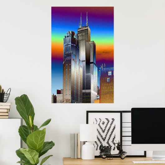 Willis/Sears-Turm in Chicago, digital zeichnend Poster (Heimbüro)