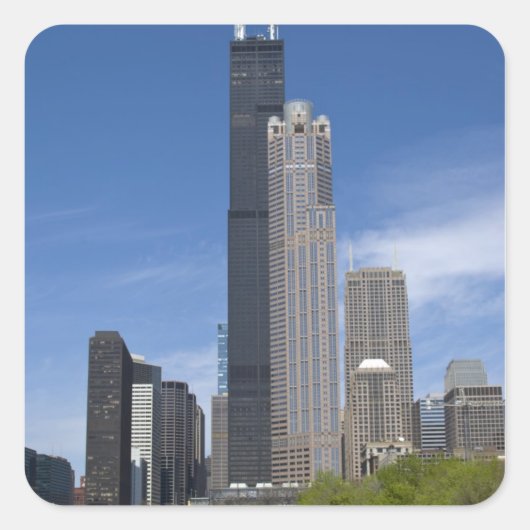 Willis Tower (ehemals der Sears Tower) Quadratischer Aufkleber (Vorderseite)