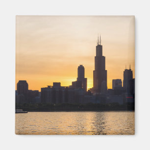 Willis Tower Sonnenuntergang Silhouette Magnet