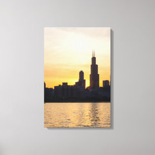 Willis Tower Sunset Silhouette Leinwanddruck