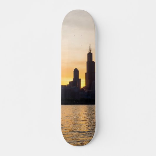 Willis Turm-Sonnenuntergang-Silhouette Skateboard (Vorne)