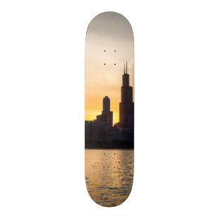 Willis Turm-Sonnenuntergang-Silhouette Skateboard