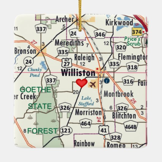 Williston Florida Karte Keramikornament (Rückseite)