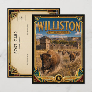 Williston North Dakota Vintage Art Deco Golden Age Postkarte