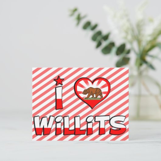 Willits, CA Postkarte (Stehend Vorderseite)