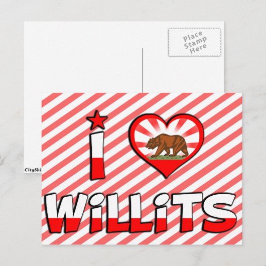 Willits, CA Postkarte (Vorne/Hinten)