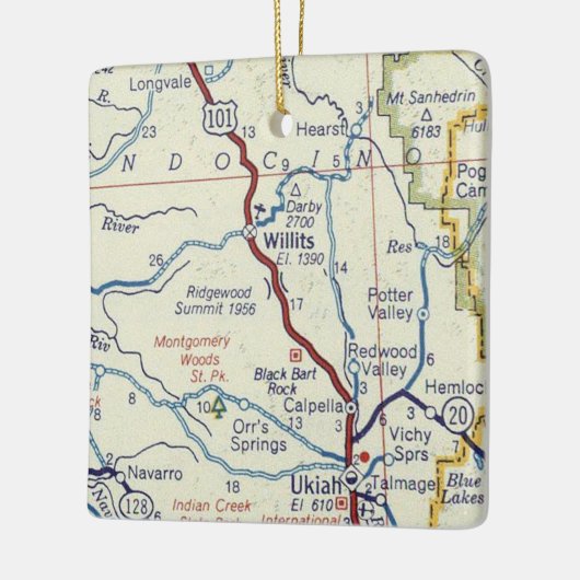 Willits CA Retro Map Keramikornament (Links)