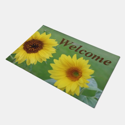 Willkommen 18" x 24" Türen Mat/Sonne Blume Fußmatte (Schrägansicht)