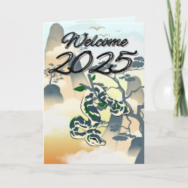 Willkommen 2025: Funny Snake New Year Card Feiertagskarte