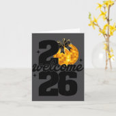 Willkommen 2026 Frohes Neues Jahr Disco-Kugel und  Karte (Gelbe Blume)