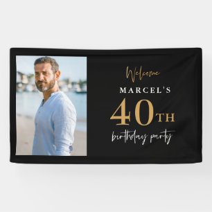 Willkommen 40. Geburtstagsfeier Foto Schwarz und G Banner