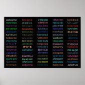 Willkommen 80 Sprachen Poster Black (Vorne)