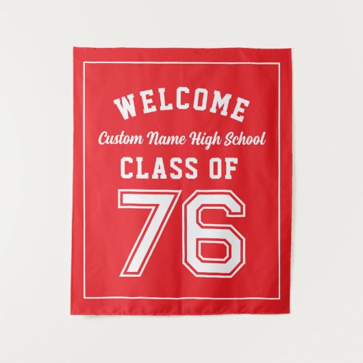 Willkommen Abschlussklasse 1976, rote Dekoration f Wandteppich (Vorderseite)