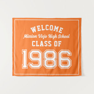 Willkommen Abschlussklasse 1986, Orange-Abschlussf Wandteppich