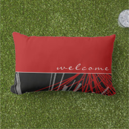 Willkommen | Abstrakte Ribbons in Rot und Weiß Kissen Für Draußen