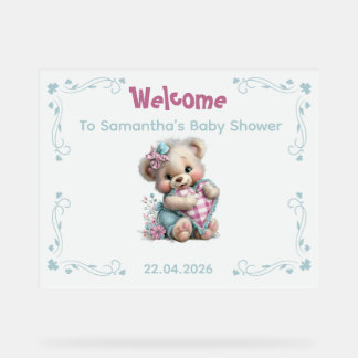 Willkommen Acryl-Schild Teddybär Baby Shower Acrylschild