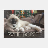 Willkommen Adorable Blue Mit Augen Siamese Kitten Fußmatte (Vorderseite)