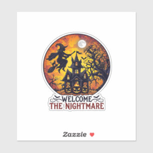 Willkommen Albtraum Halloween Spukhaus Fliegende H Aufkleber