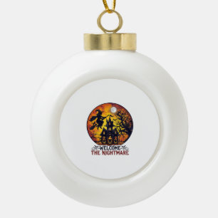 Willkommen Albtraum Halloween Spukhaus Fliegende H Keramik Kugel-Ornament