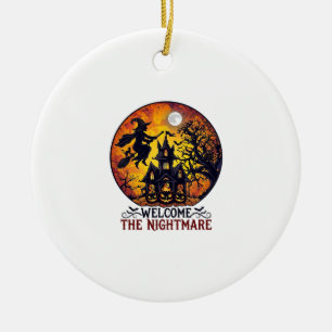 Willkommen Albtraum Halloween Spukhaus Fliegende H Keramik Ornament