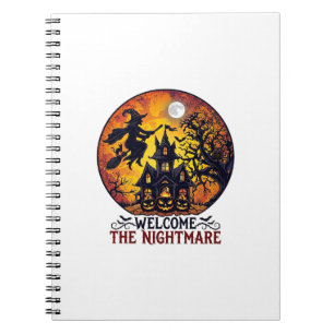 Willkommen Albtraum Halloween Spukhaus Fliegende H Notizblock