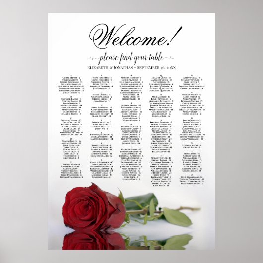 Willkommen! Alphabetische rote Rose Poster (Vorne)