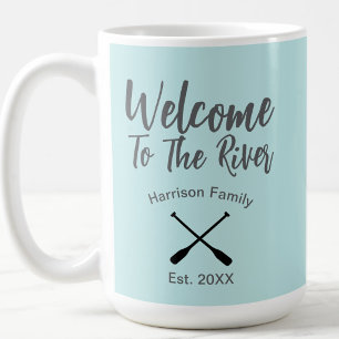 Willkommen am Fluss mit individuellem Familienname Kaffeetasse