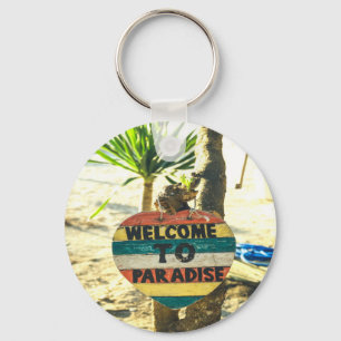 Willkommen am Paradiesstrand Ozean Schlüsselanhänger