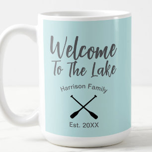 Willkommen am See personalisierter Familienname Kaffeetasse