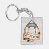 Willkommen am Strand von Nautical Beach Schlüsselanhänger (Vorderseite links)